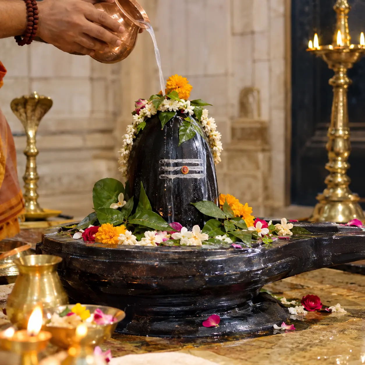 Pandit performing Rudrabhishek Puja rituals in Bangalore