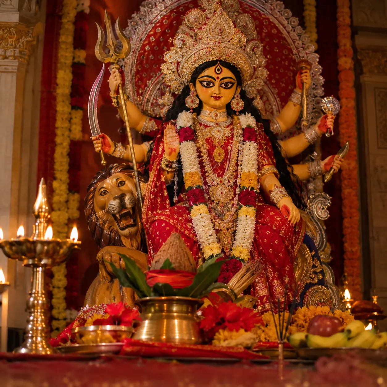 Pandit performing Navratri Puja for a Bangalore family